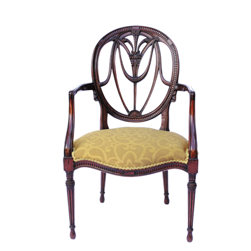 Hepplewhite Armchair, Italian Production in Mahogany