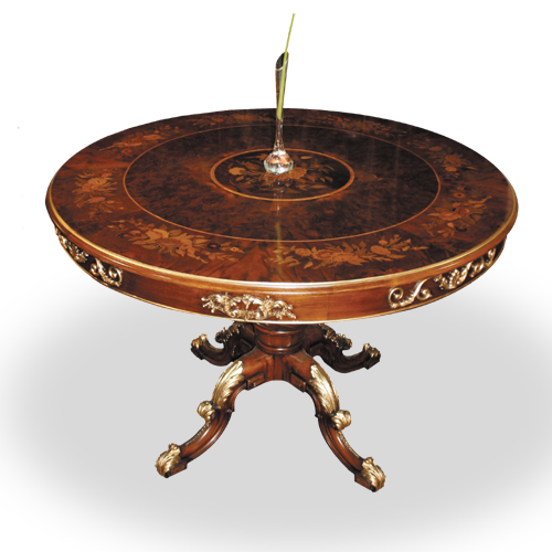 Round inlayed table, italian luxury production - Tavolo intarsiato